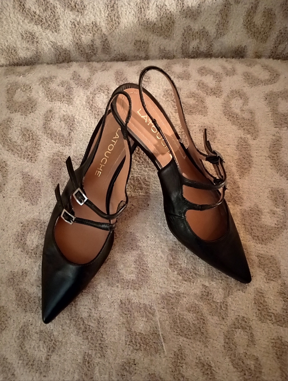 LaTouche Slingback Leather Kitten Heel Shoes